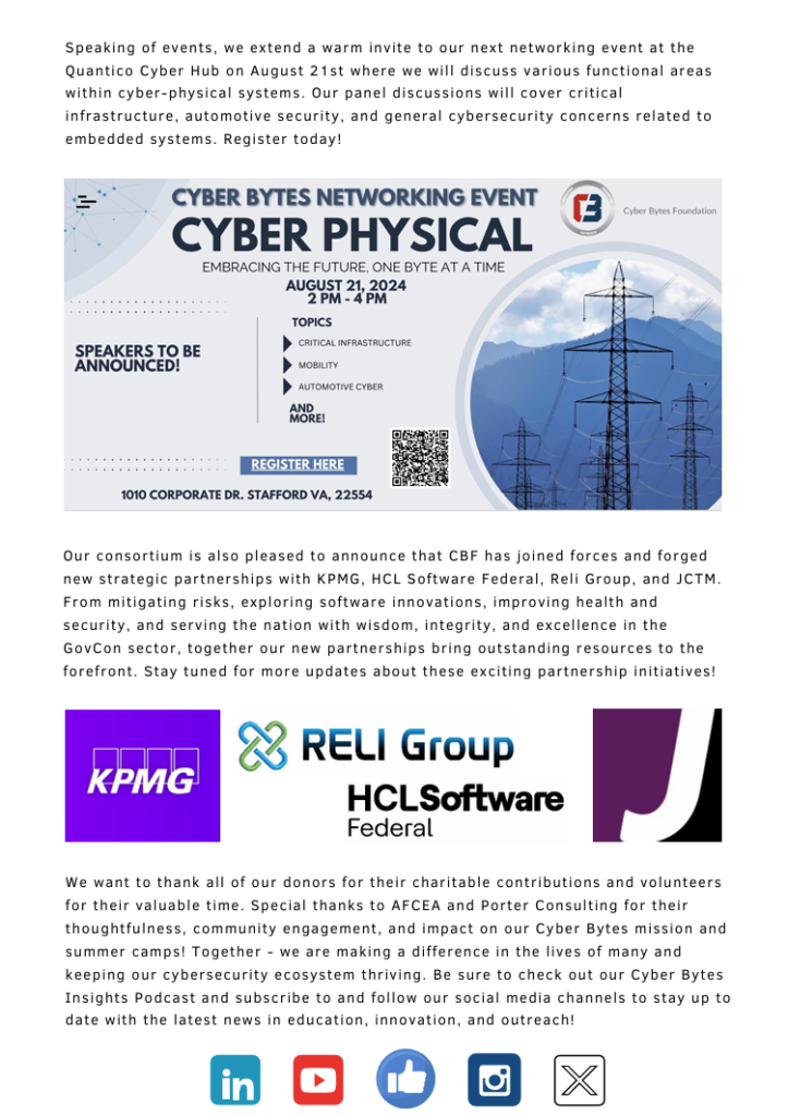 Vol. 1 - Cyber Bytes Foundation Summer Recap: Thank you! | Cyber Bytes ...